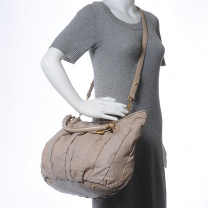 Miu Miu Nappa Leather Large Patchwork Tote Beige 2 of 8