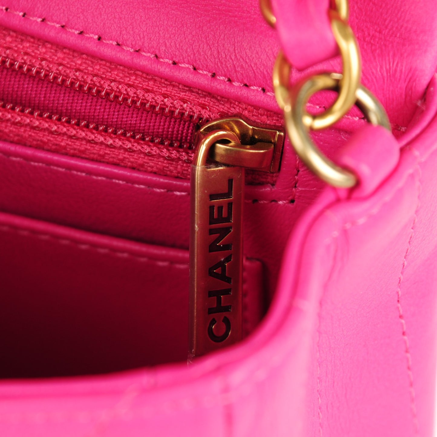 Lambskin Chevron Quilted Mini Rectangular Flap Pink