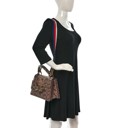 Gucci Snakeskin Sylvie Web Small Queen Margaret Top Handle Bag Pink 2 of 11