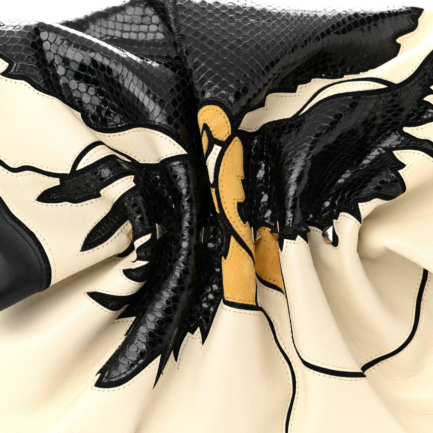 Lambskin Snakeskin Bloomy Crossbody Bag Black