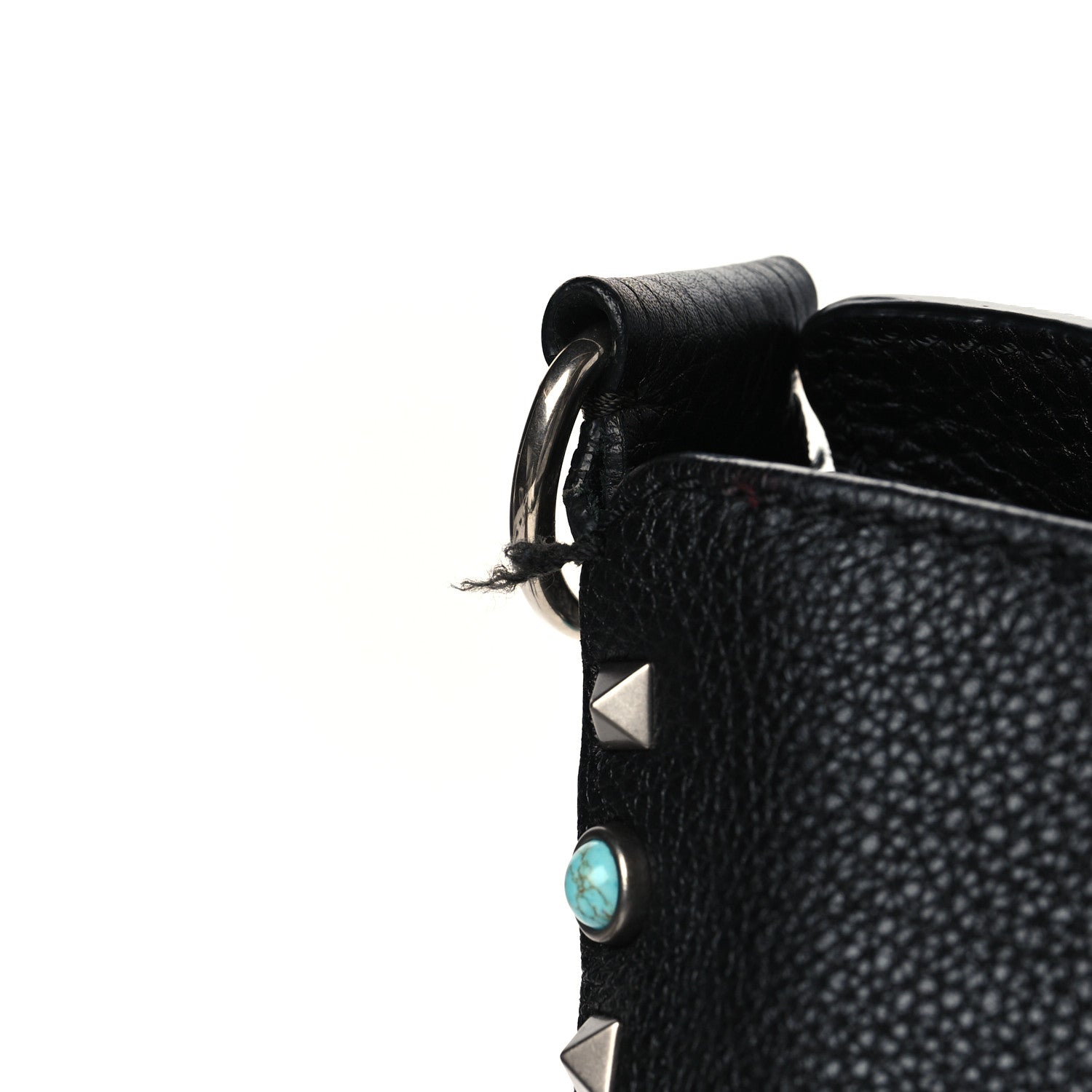 Valentino Garavani Pebbled Calfskin Tribal Small Guitar Strap Rockstud Rolling Flip-Lock Messenger Bag Black 10 of 10