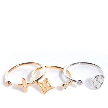 Louis Vuitton 18k White Yellow Pink Gold Diamond Monogram Idylle Rings 58 1 of 10