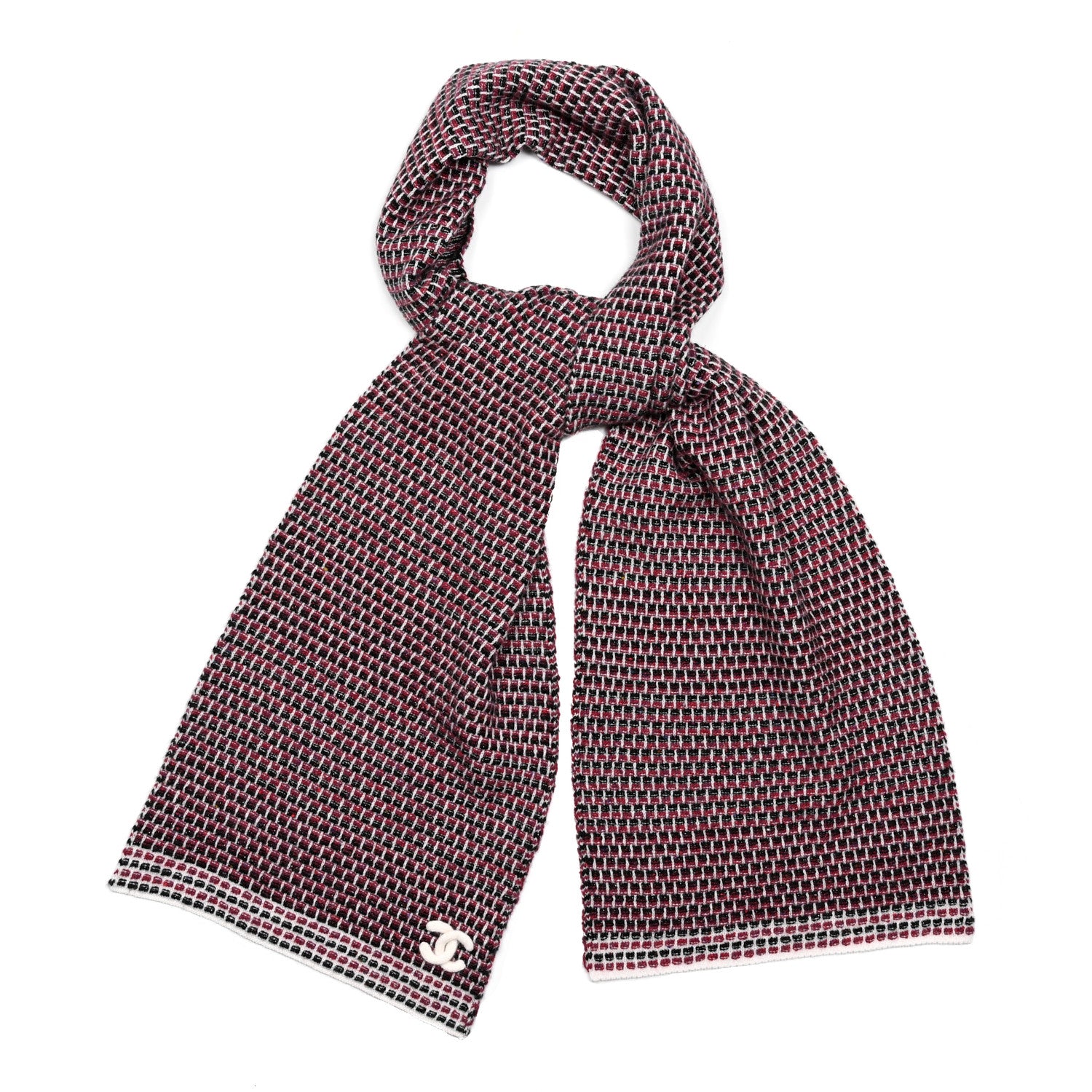 Chanel Cashmere Blend CC Scarf Pink Multicolor 1 of 3
