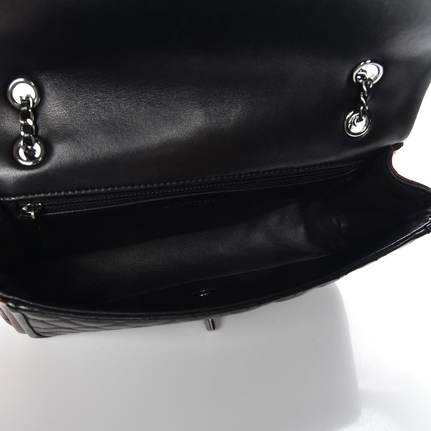 Lambskin Classic Twist Flap Black Burgundy