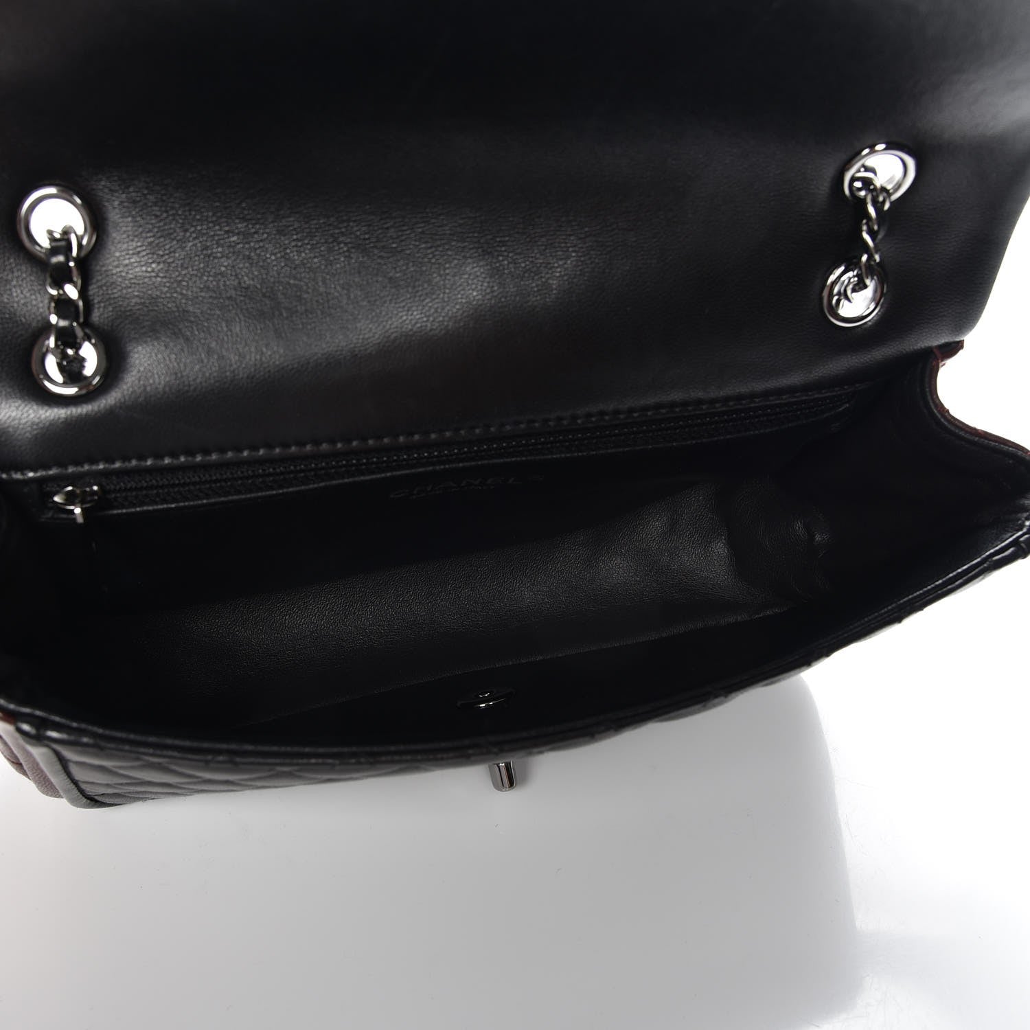 Chanel Lambskin Classic Twist Flap Black Burgundy 6 of 7