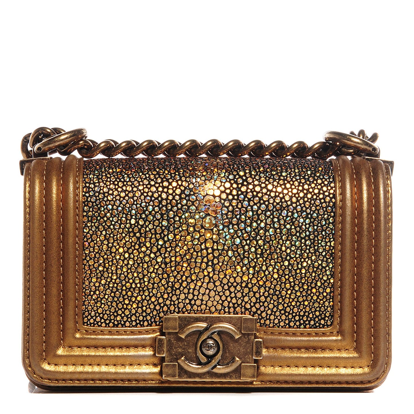 Galuchat Stingray Mini Boy Flap Gold