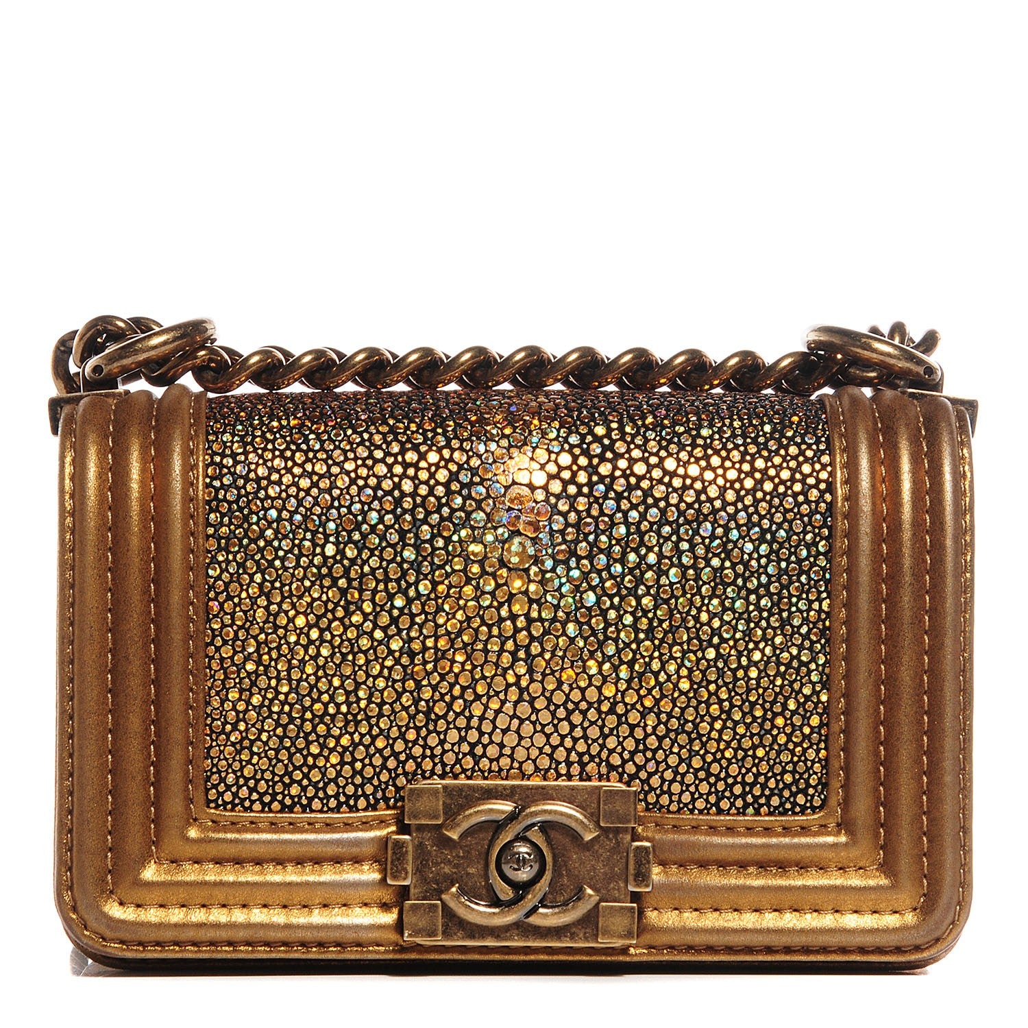 Chanel Galuchat Stingray Mini Boy Flap Gold 1 of 8
