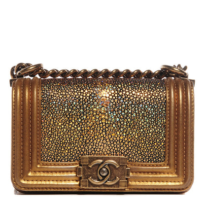 Chanel Galuchat Stingray Mini Boy Flap Gold 1 of 8
