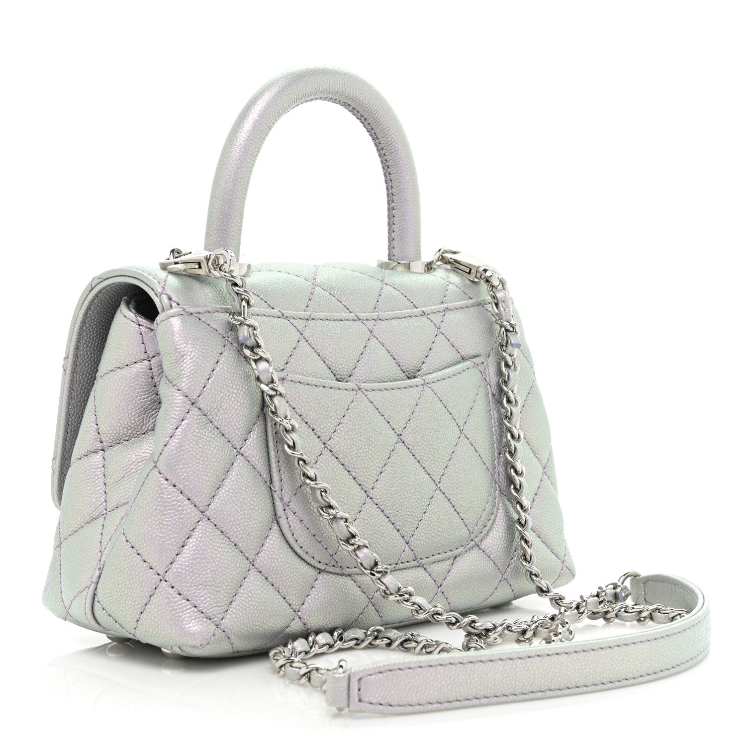 Chanel Iridescent Caviar Quilted Extra Mini Coco Handle Flap Purple 3 of 11