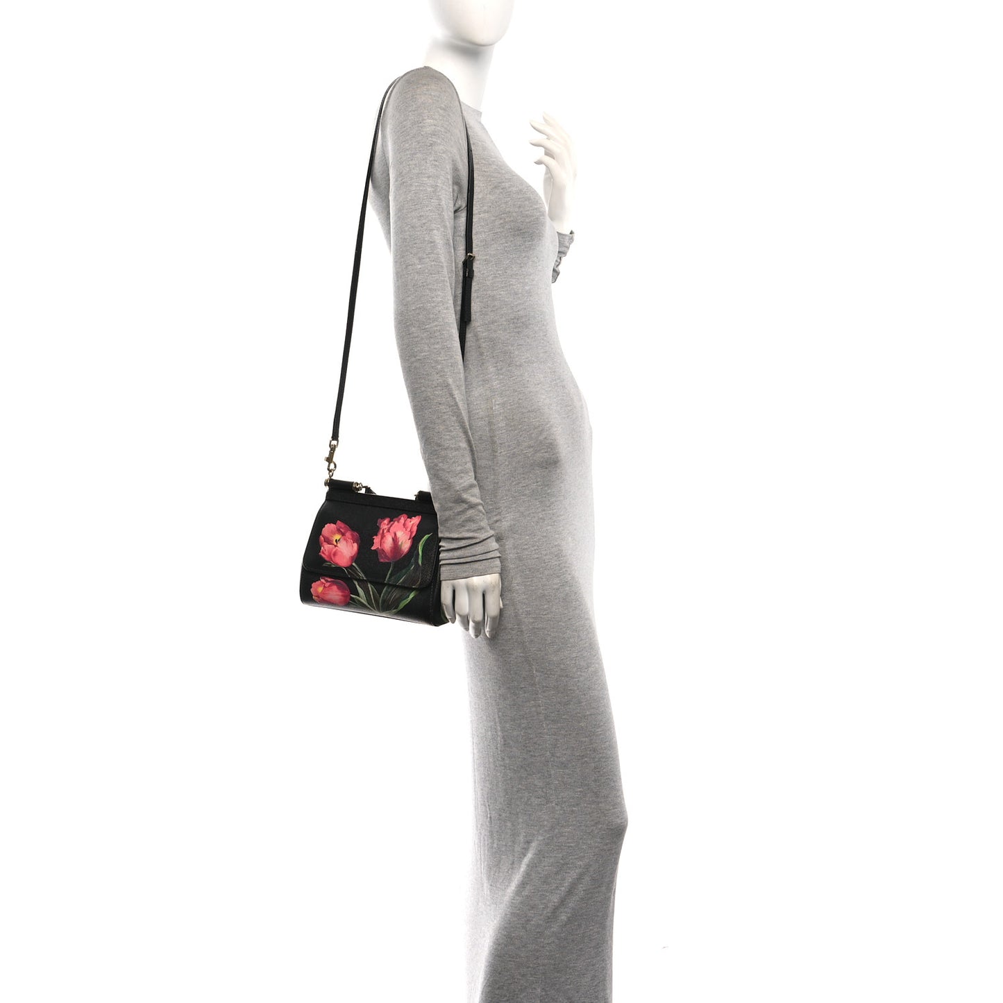 Dauphine Tulip Print Small Miss Sicily Satchel Black