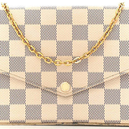 Louis Vuitton Damier Azur Pochette Felicie Chain Wallet Rose Ballerine 8 of 15