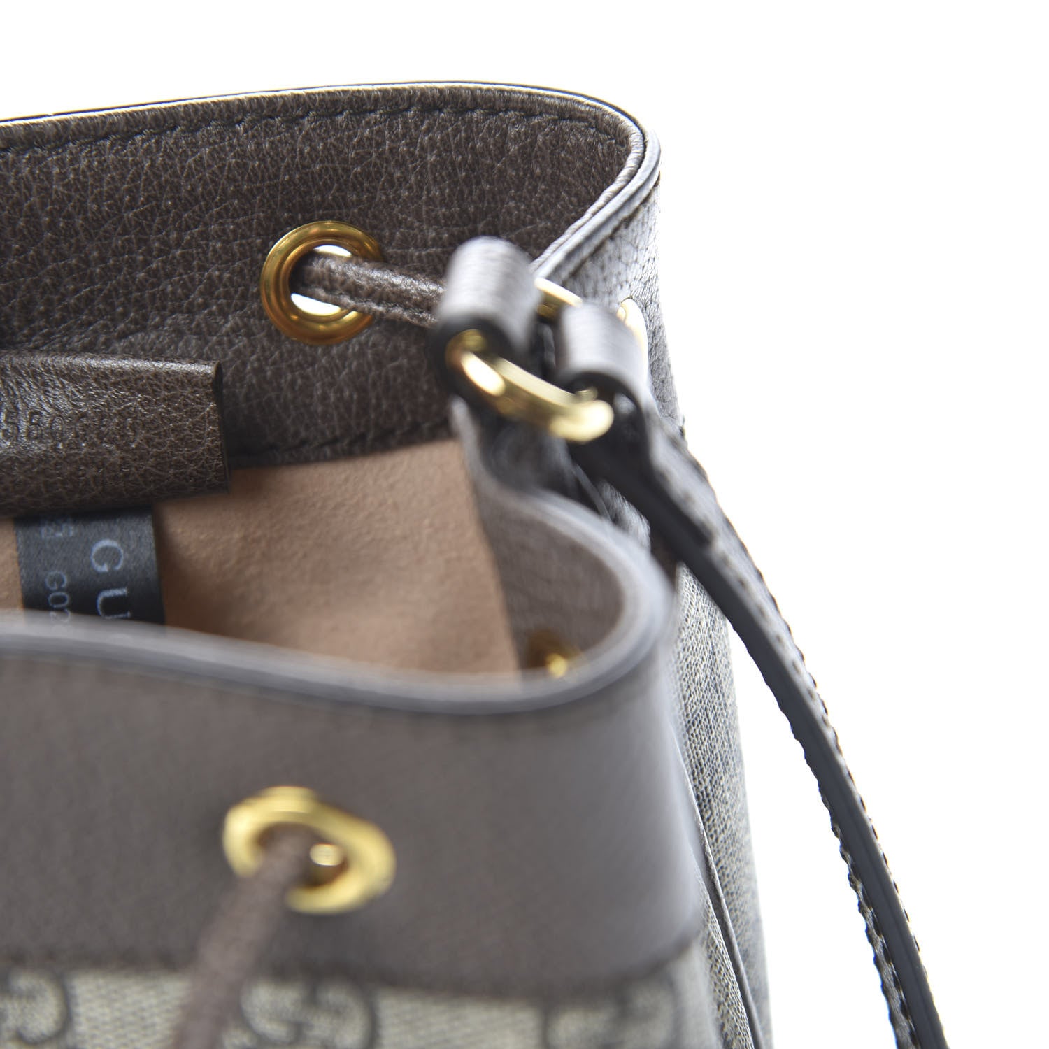 Gucci GG Supreme Monogram Web Mini Ophidia Bucket Bag Brown 9 of 10