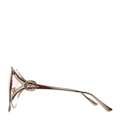 Gucci Metal Oversized Round Frame GG0225S Sunglasses Gold 3 of 8