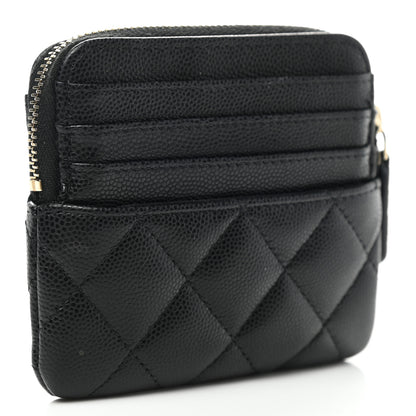 Chanel Caviar Quilted Zip Card Holder Wallet Black 4 of 9