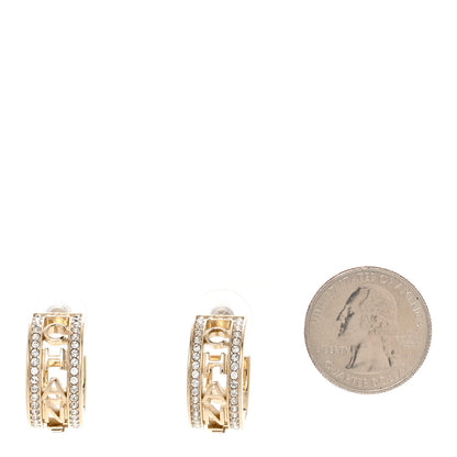 Chanel Metal Crystal Bow-tiful CC Hoop Earrings Gold 2 of 5