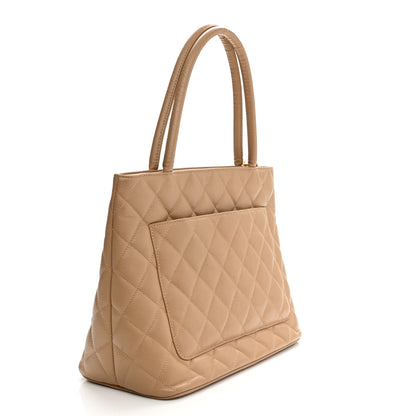 Chanel Caviar Quilted Medallion Tote Beige 3 of 10