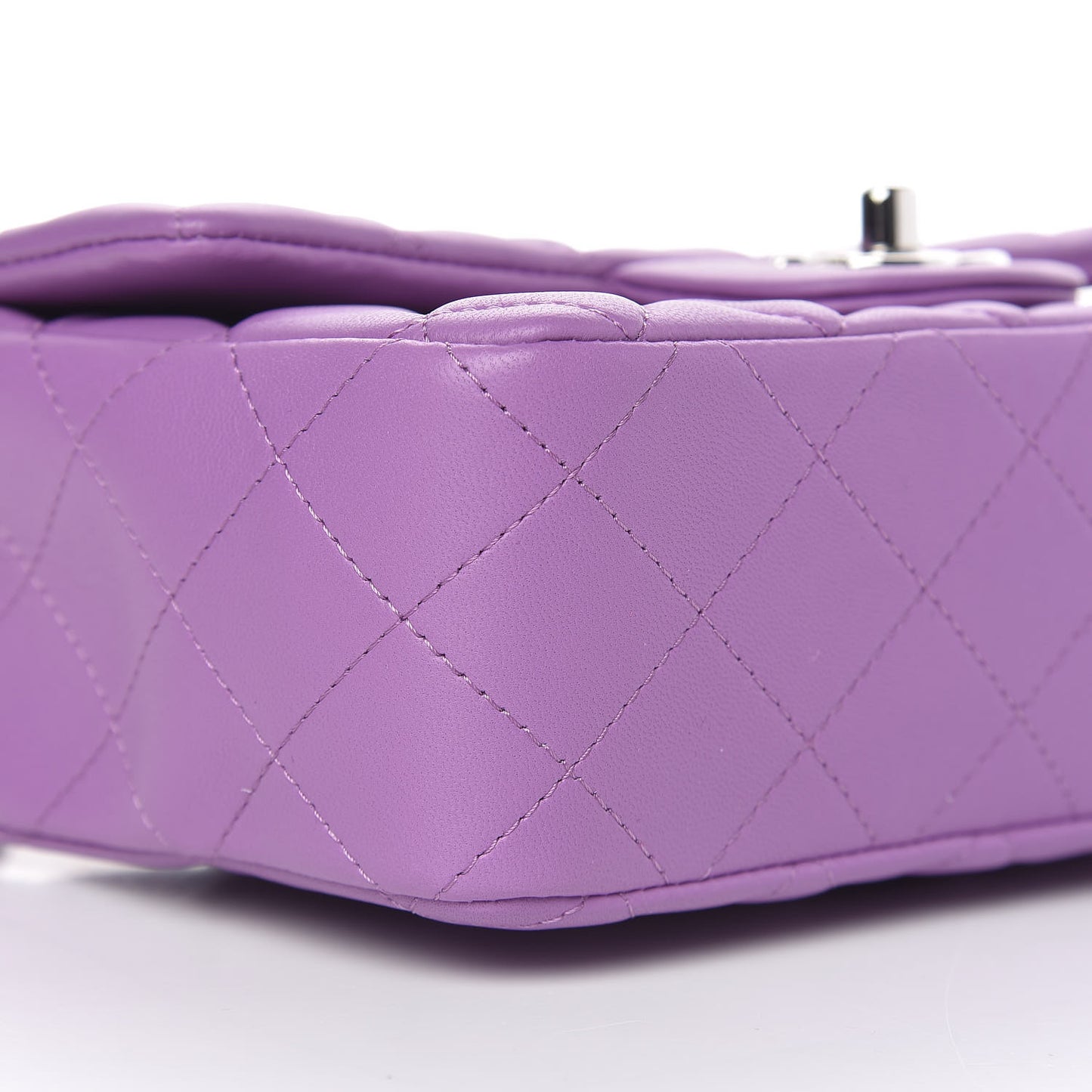 Lambskin Quilted Mini Rectangular Flap Purple