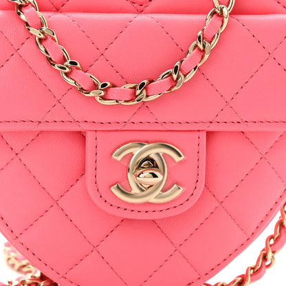 Chanel Lambskin Quilted CC In Love Heart Clutch With Chain Pink 7 of 10
