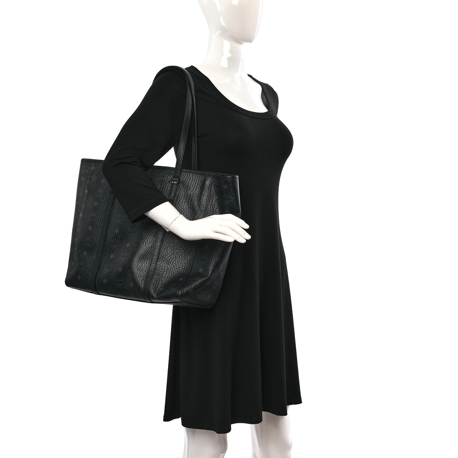 MCM Visetos Toni Shopper Tote Black 2 of 17