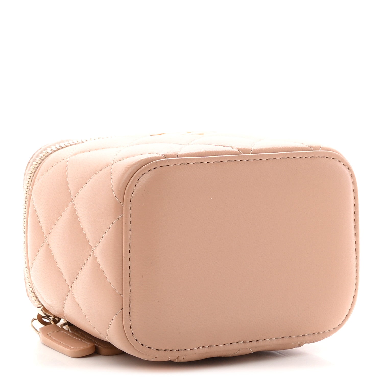 Chanel Lambskin Quilted Top Handle Mini Vanity Case With Chain Beige 4 of 11
