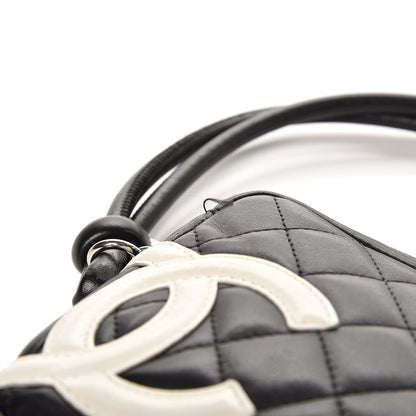Chanel Calfskin Quilted Cambon Pochette Black White 8 of 9