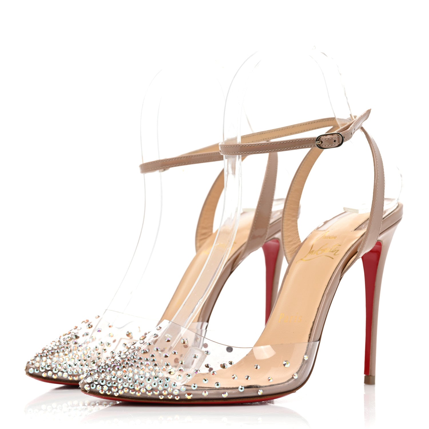 Christian Louboutin PVC Calf Alicoco Spikaqueen 100 Pumps 37 Nude 3 of 14