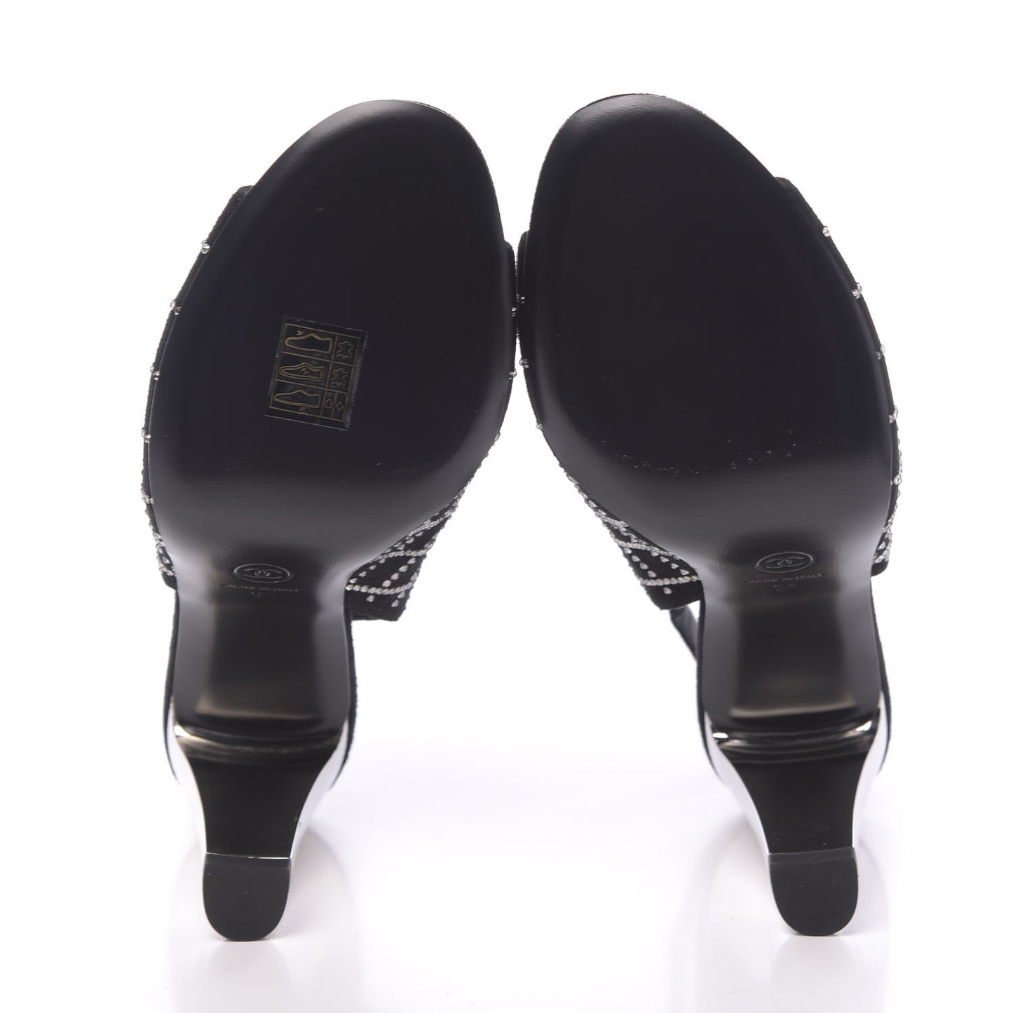 Kid Suede Strass Slingback Pumps 39 Black Silver