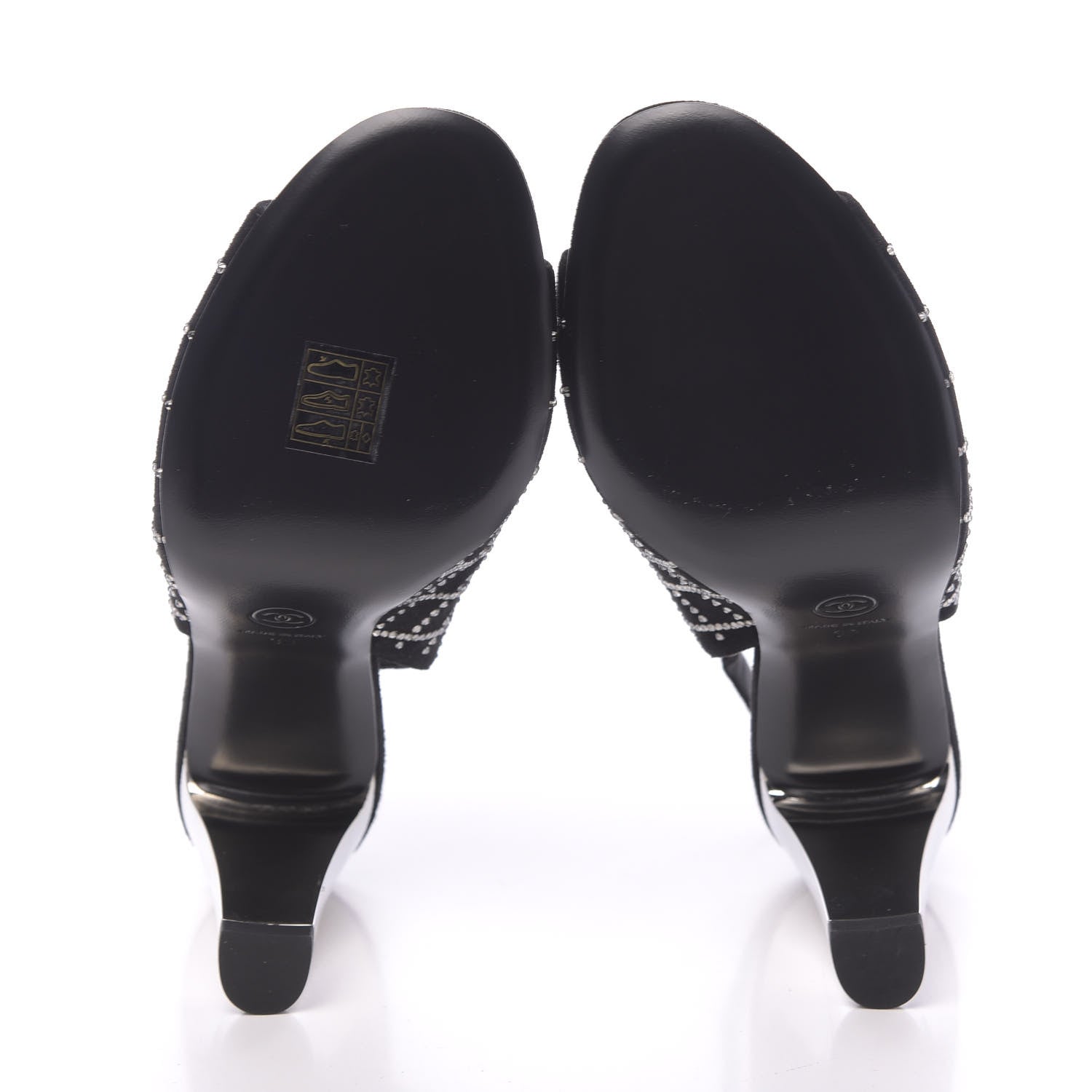 Chanel Kid Suede Strass Slingback Pumps 39 Black Silver 5 of 9