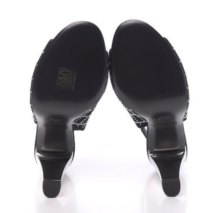 Chanel Kid Suede Strass Slingback Pumps 39 Black Silver 5 of 9