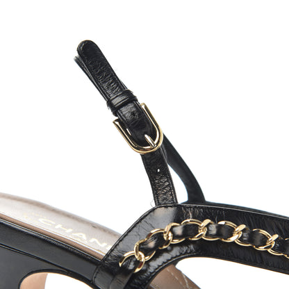 Chanel Crumpled Calfskin Chain Sandals 40 Black 8 of 20