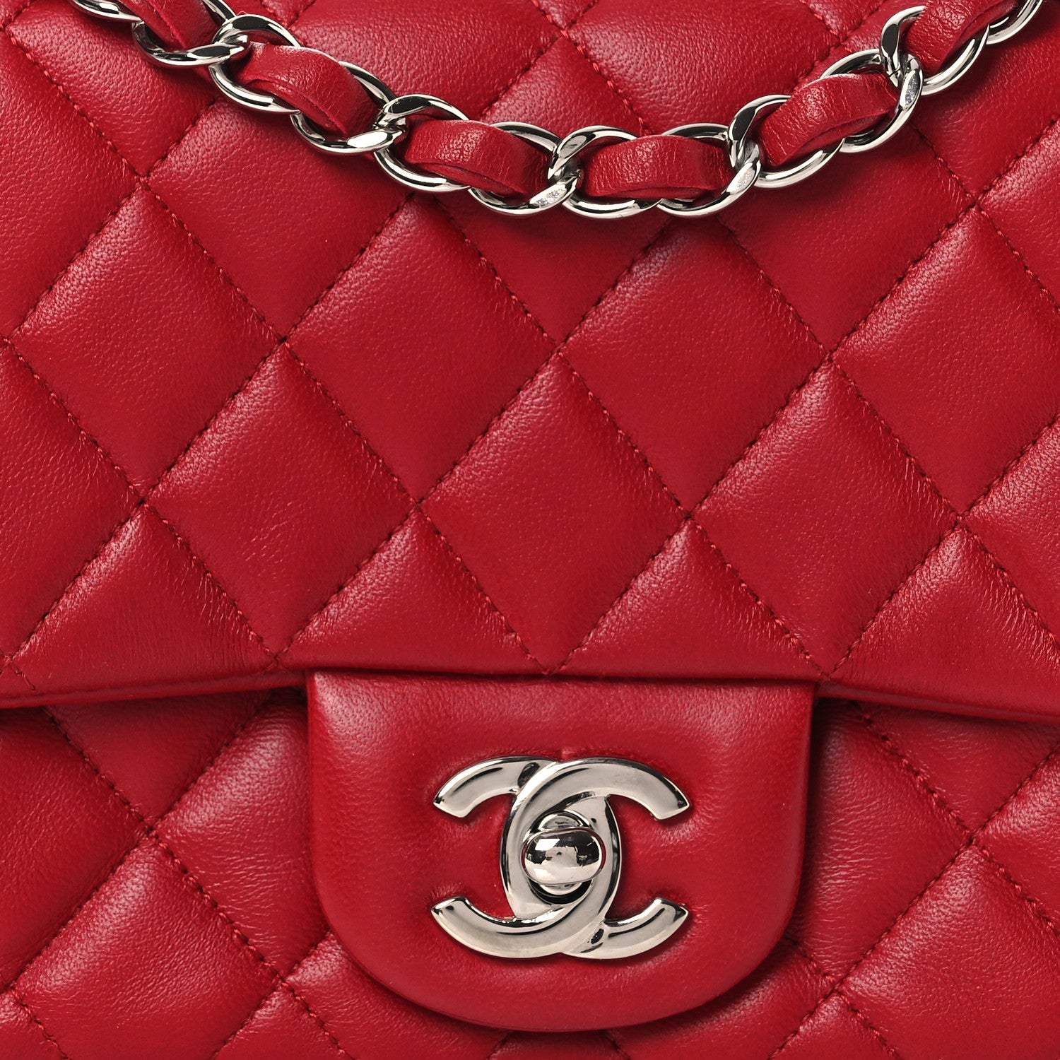 Chanel Lambskin Quilted Mini Square Flap Red 8 of 11