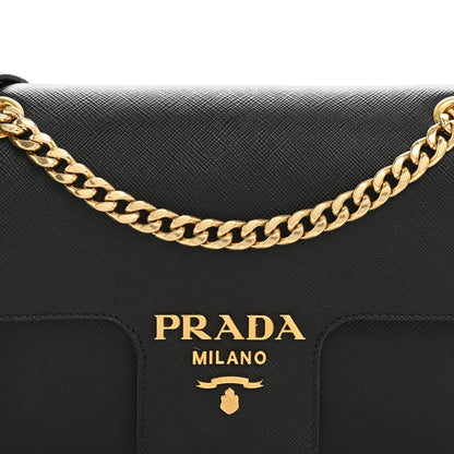 Prada Saffiano Flap Shoulder Bag Black 9 of 14