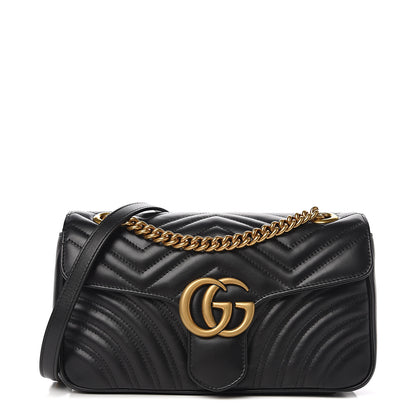 Gucci Calfskin Matelasse Small GG Marmont Shoulder Bag Black 1 of 10