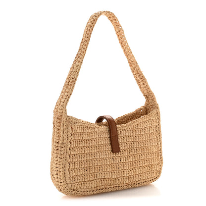 Saint Laurent Raffia Calfskin Le 5 A 7 Mini Hobo Natural Brick 4 of 14