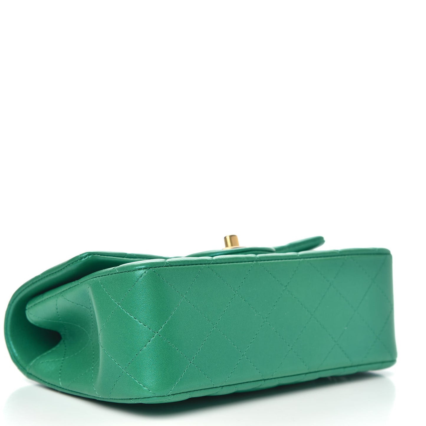 Iridescent Lambskin Quilted Mini Top Handle Rectangular Flap Green