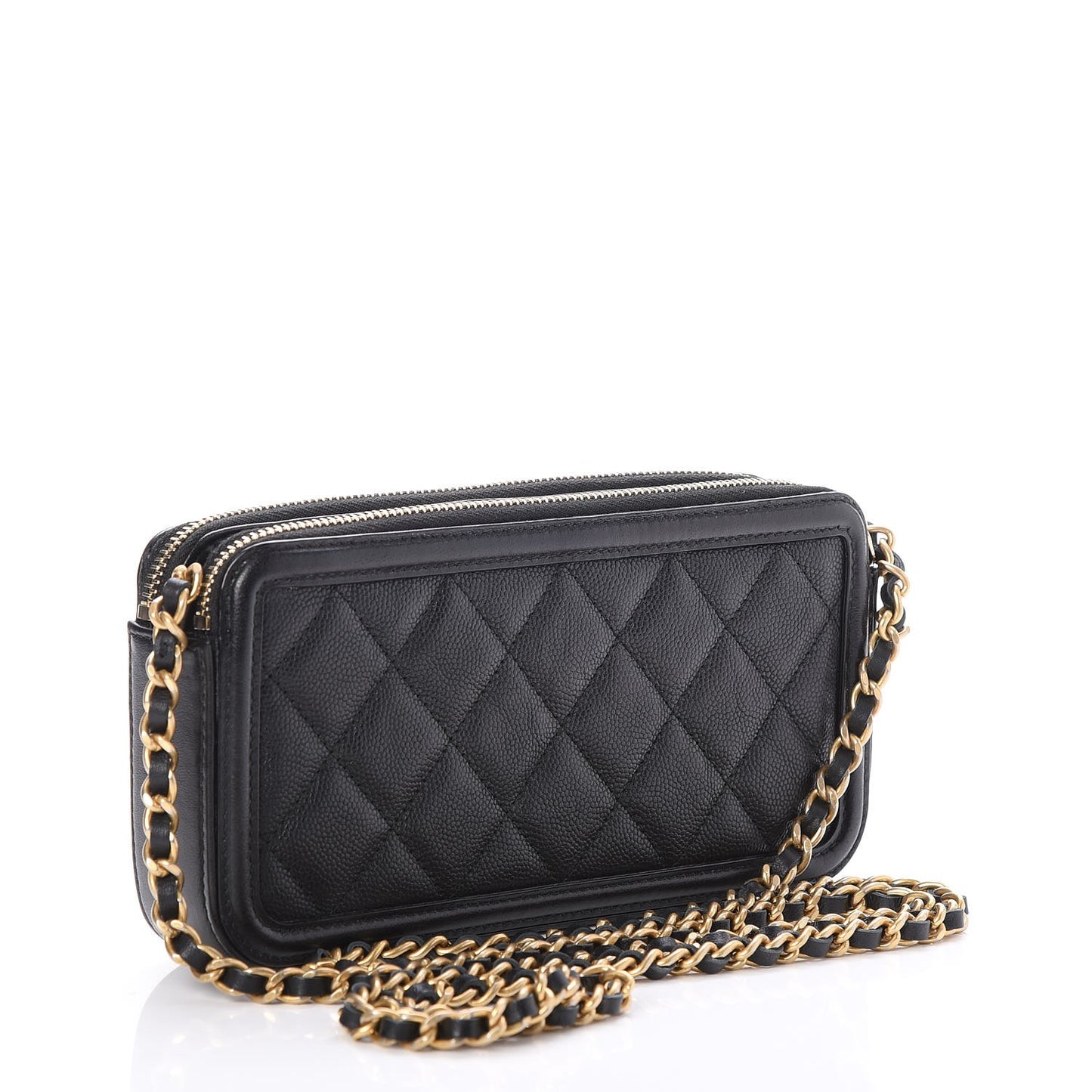 Caviar Quilted CC Filigree Clutch With Chain Black