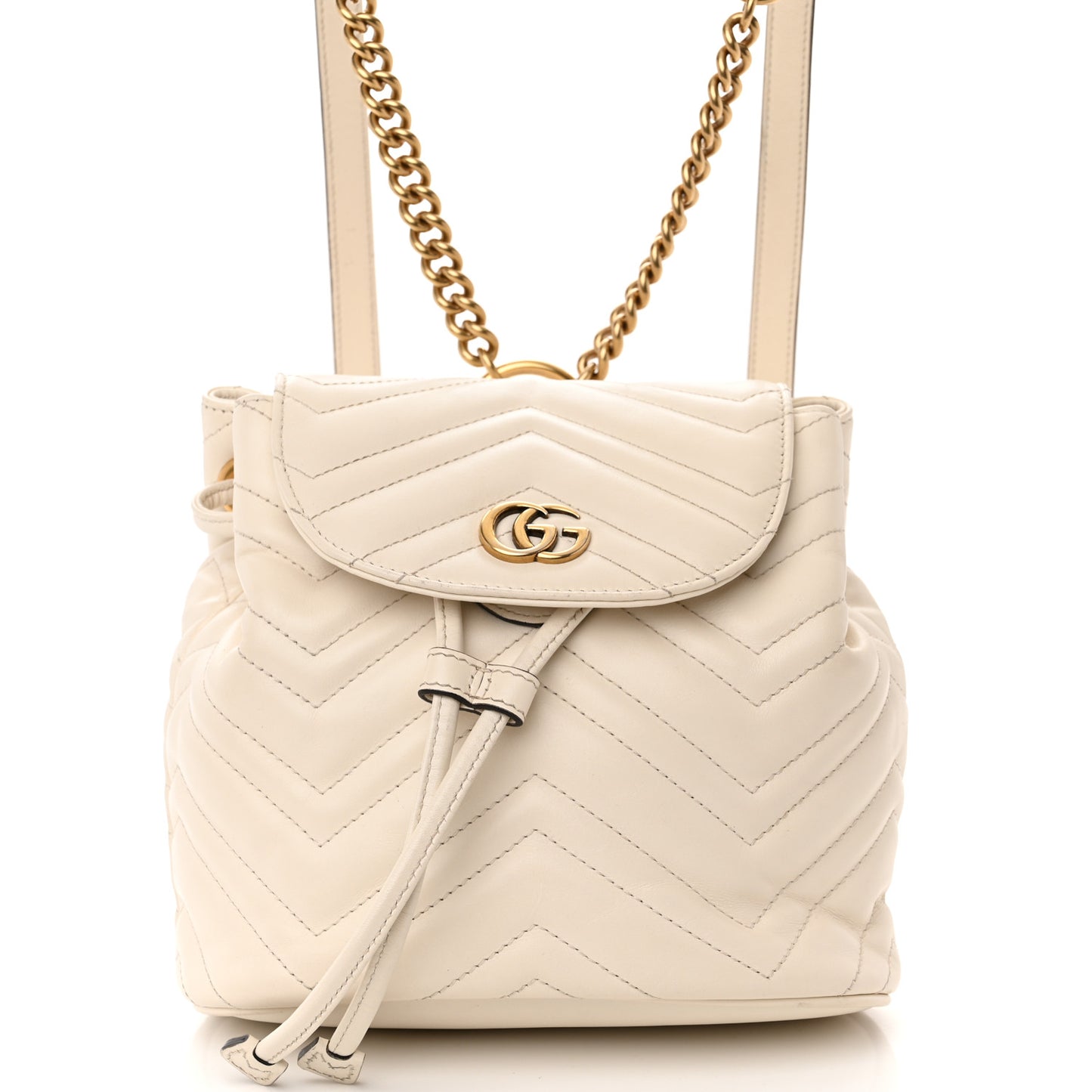 Calfskin Matelasse GG Marmont Flap Backpack White
