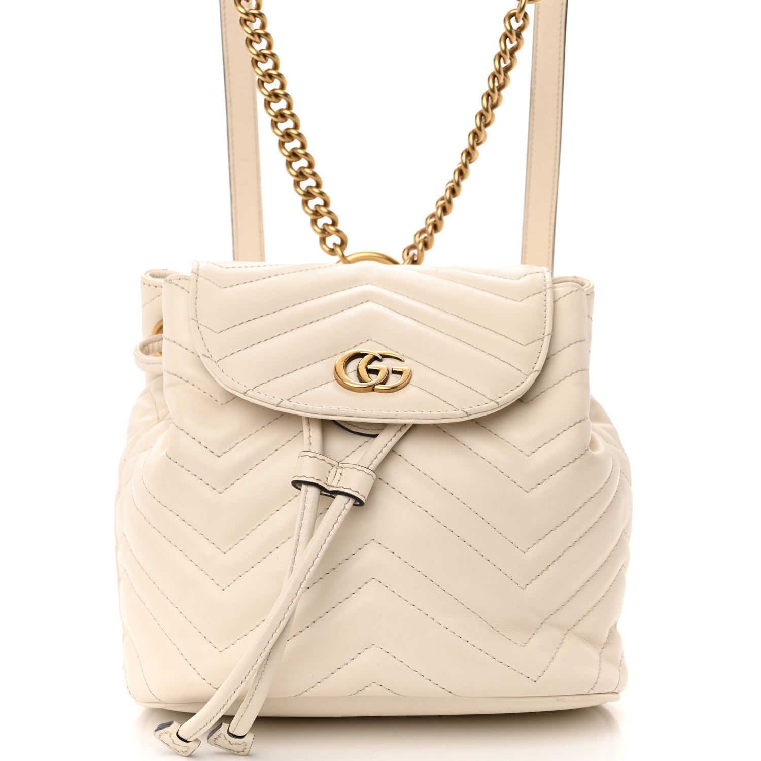 Gucci Calfskin Matelasse GG Marmont Flap Backpack White 8 of 11