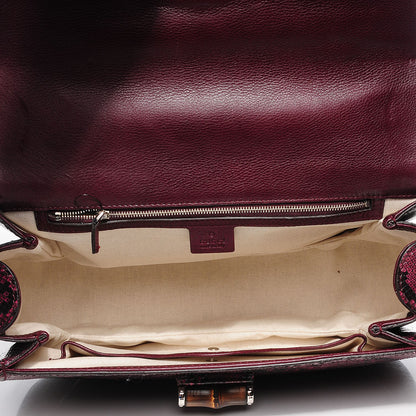 Gucci Python Large New Bamboo Top Handle Bag Bordeaux 9 of 9