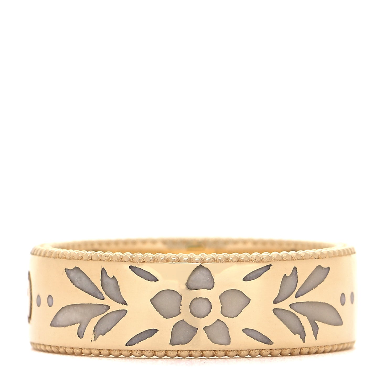18K Yellow Gold Enamel 6mm Icon Blooms Ring 53 6.25