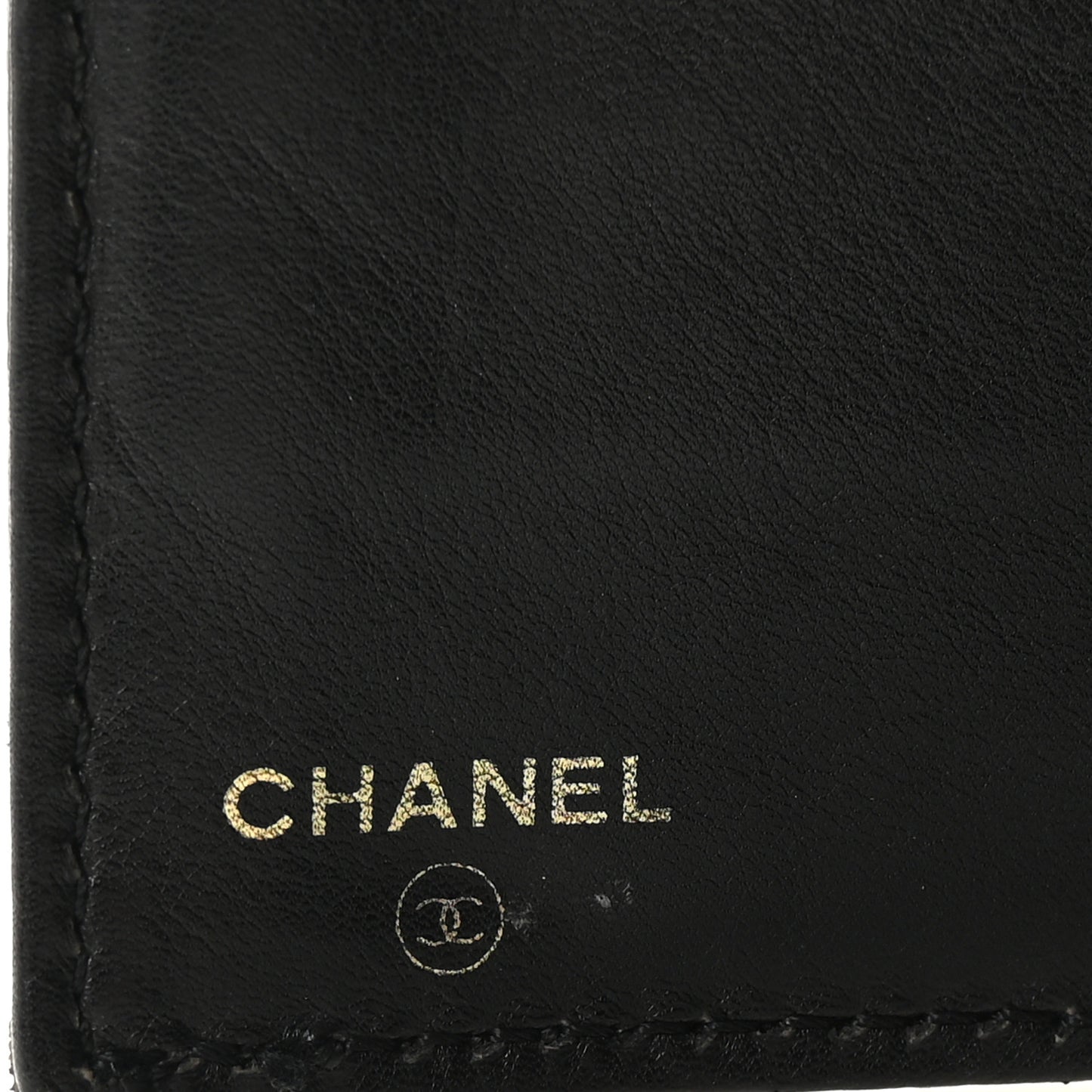 Grained Calfskin CC Flap Wallet Black