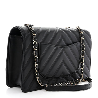 Chanel Calfskin Chevron Quilted Large Flap Black 3 of 10