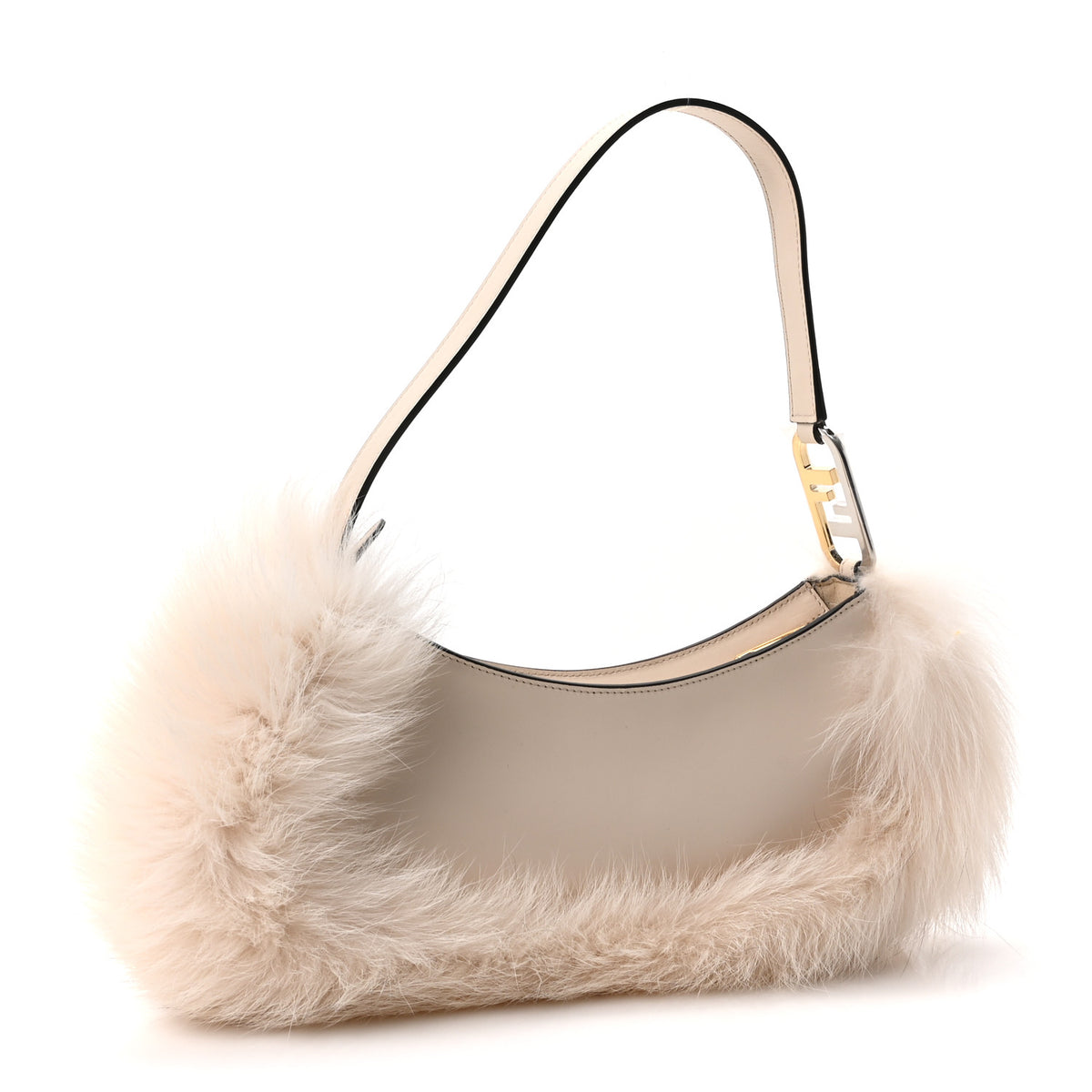 Fox Fur Vitello Fendi O'Lock Swing Camelia