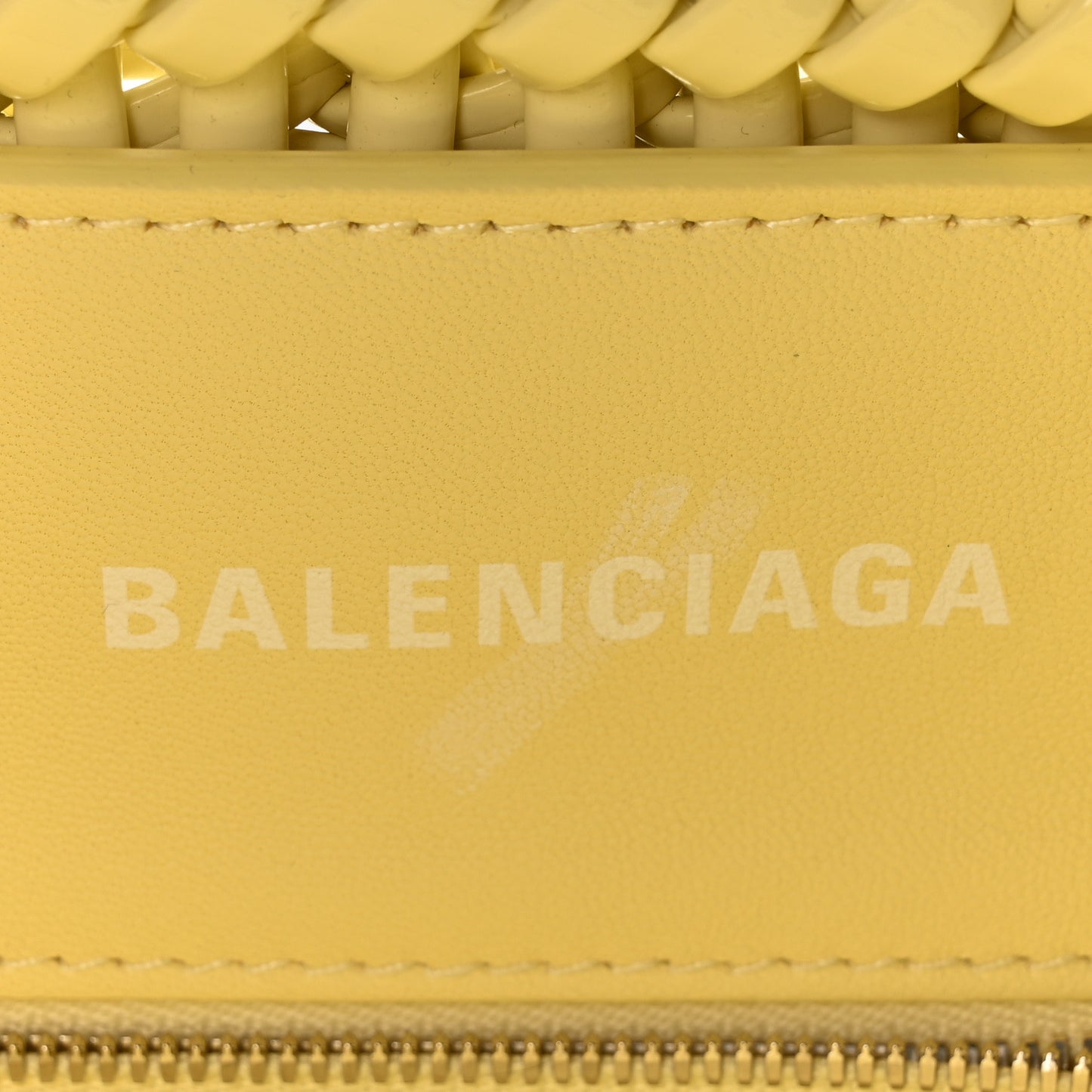 Varnished Faux Calfskin Braided XS Bistro Basket Pale Yellow