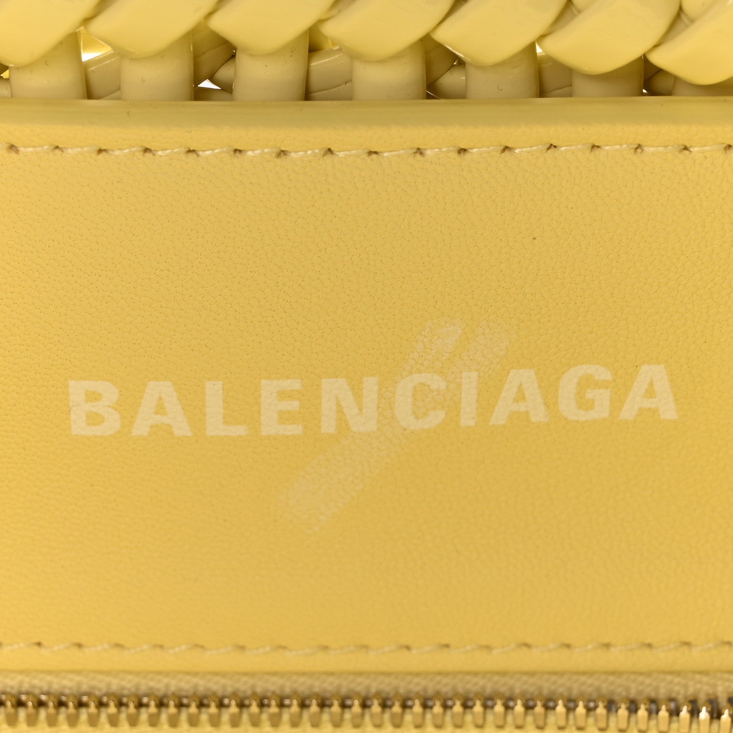 Balenciaga Varnished Faux Calfskin Braided XS Bistro Basket Pale Yellow 6 of 9