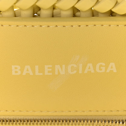 Balenciaga Varnished Faux Calfskin Braided XS Bistro Basket Pale Yellow 6 of 9
