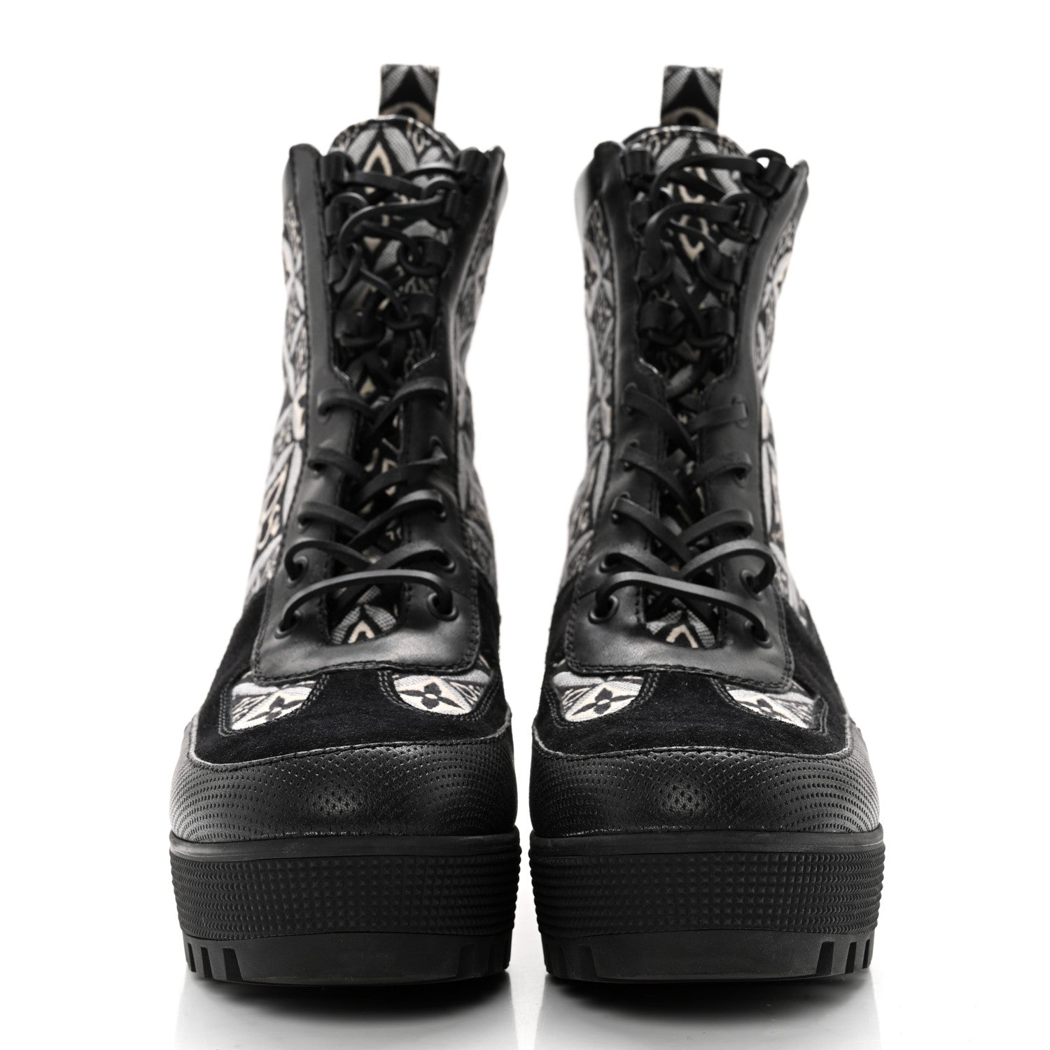 Louis Vuitton Suede Calfskin Jacquard Since 1854 Laureate Platform Desert Boots 40 Black 2 of 12