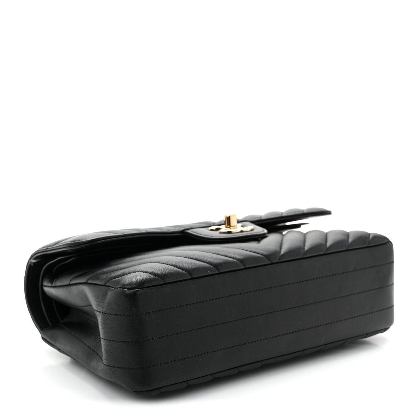 Lambskin Chevron Quilted Small Double Flap Black