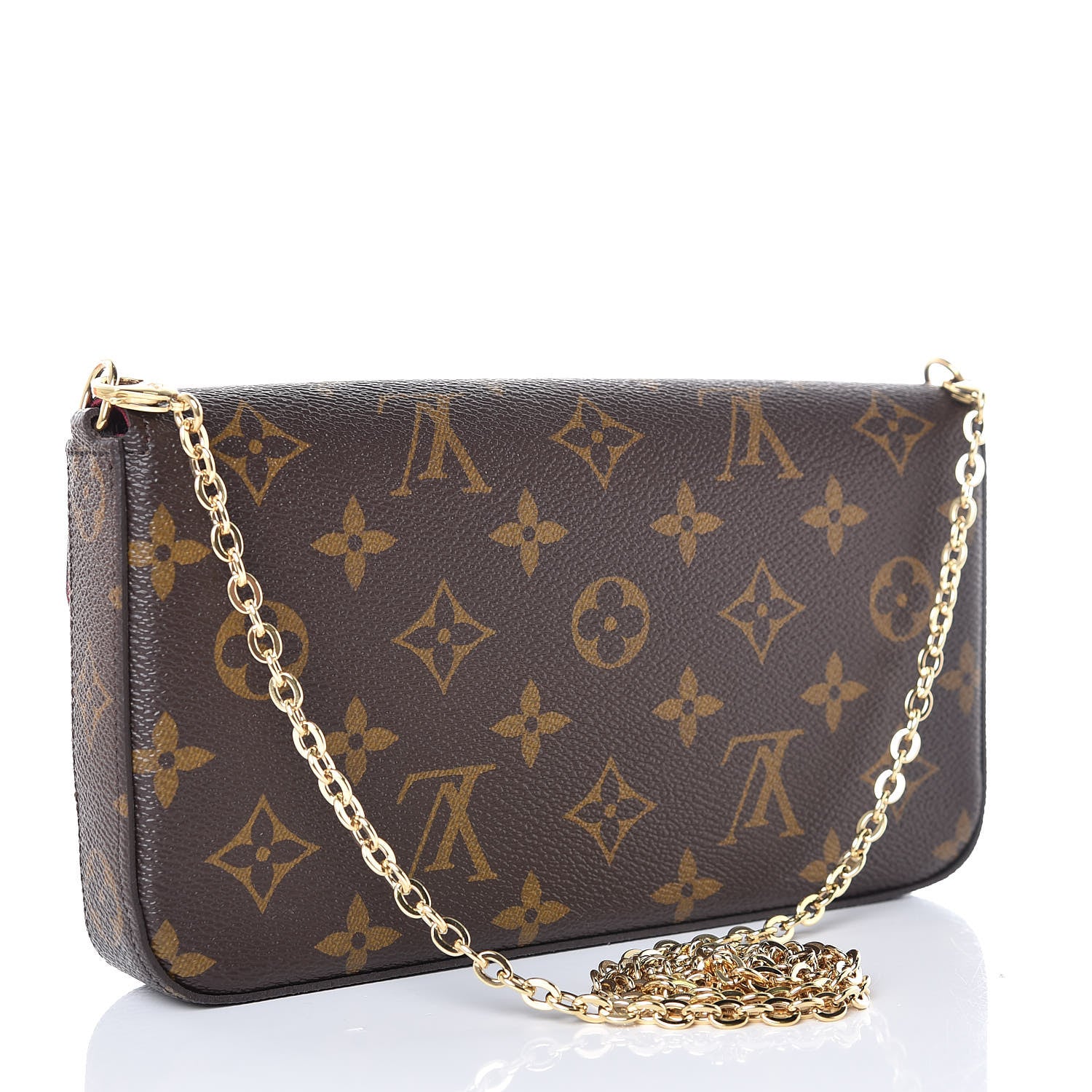 Louis Vuitton Monogram Pochette Felicie Chain Wallet Fuchsia 3 of 13