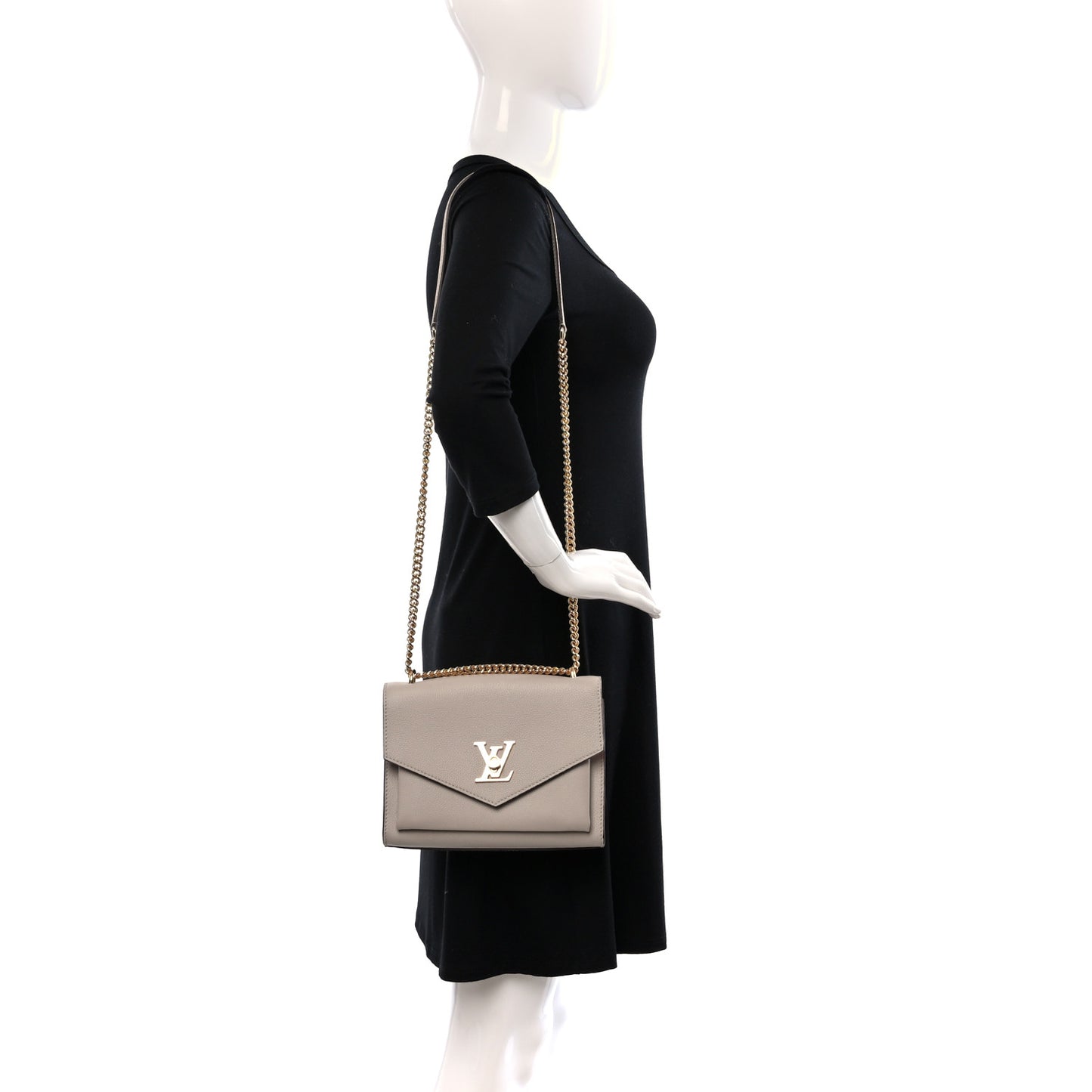 Soft Calfskin Mylockme Chain Bag BB Greige